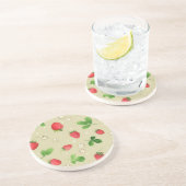 Dessous De Verre En Grès Motif de fraises d'aquarelle (Côté)