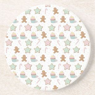 Dessous De Verre En Grès Motif de friandises de boulangerie de Noël