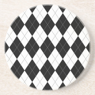 Dessous De Verre En Grès Motif de Jacquard géométrique noir blanc