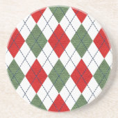 Dessous De Verre En Grès Motif de Jacquard vert et rouge (Devant)