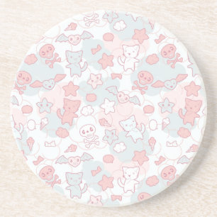 Dessous De Verre En Grès motif de kawaii avec le griffonnage