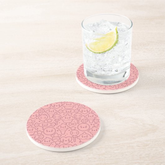 Dessous De Verre En Grès Motif de Kawaii avec les gâteaux mignons (Côté)