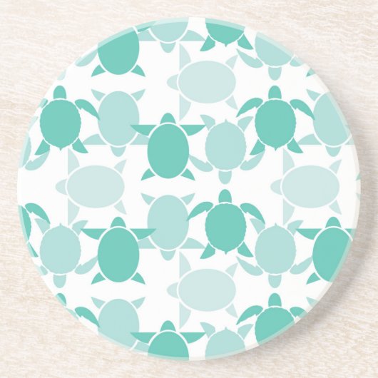 Dessous De Verre En Grès Motif de la tortue Turquoise (Devant)