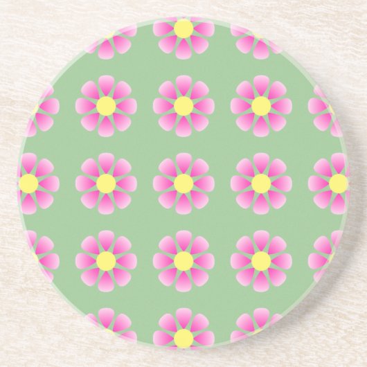 Dessous De Verre En Grès Motif de marguerite rose (Devant)