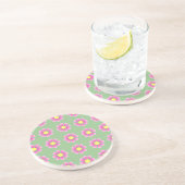 Dessous De Verre En Grès Motif de marguerite rose (Côté)
