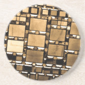 Dessous De Verre En Grès Motif de miroirs géométriques Sepia (Devant)