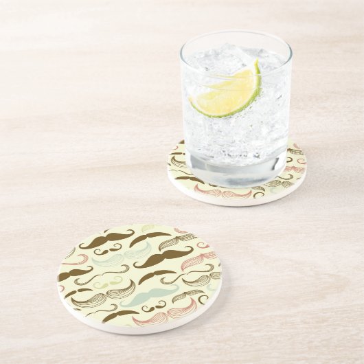 Dessous De Verre En Grès Motif de moustache, rétro style 4 (Côté)