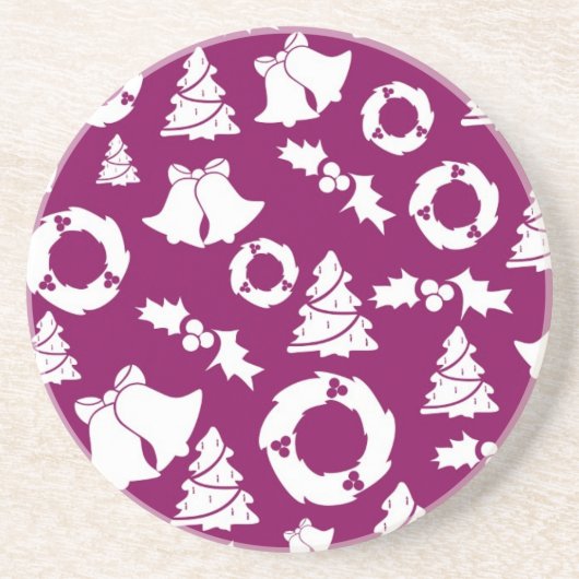 Dessous De Verre En Grès Motif de Noël pourpre (Devant)