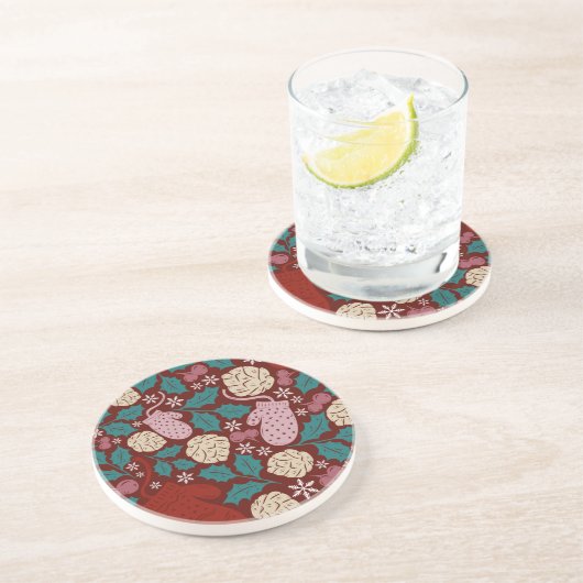 Dessous De Verre En Grès Motif de Noël Retro Cosy (Côté)