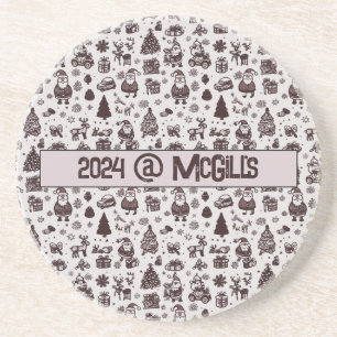 Dessous De Verre En Grès Motif de Noël Sepia personnalisable