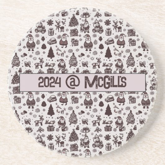 Dessous De Verre En Grès Motif de Noël Sepia personnalisable (Devant)