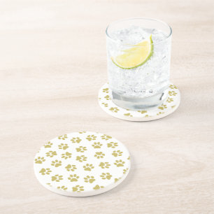 Dessous De Verre En Grès Motif De Pailles, Pailles De Chien, Pâtes D'Or