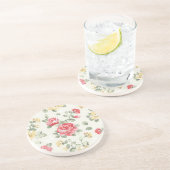 Dessous De Verre En Grès Motif de papier peint d'élégance des roses roses (Côté)