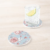 Dessous De Verre En Grès Motif de papier peint d'élégance des roses roses 2 (Côté)