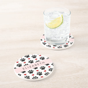 Dessous De Verre En Grès Motif De Pâtes, Pâtes Noires, Coeurs Rouges, Votre