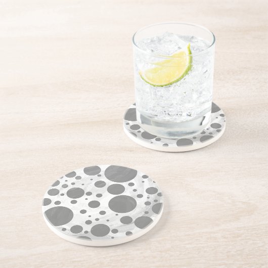 Dessous De Verre En Grès Motif de points Polka gris ardoise (Côté)