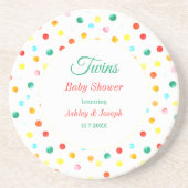 Dessous De Verre En Grès Motif de points rouges rose baby shower (Devant)