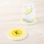 Dessous De Verre En Grès Motif de Quatrefoil jaune Monogramme (Côté)