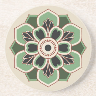 Dessous De Verre En Grès motif de rosette vert vintage