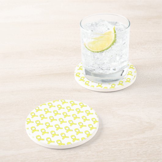 Dessous De Verre En Grès Motif de ruban jaune (Côté)