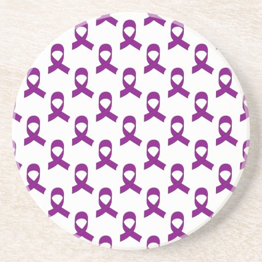Dessous De Verre En Grès Motif de ruban violet (Devant)