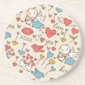 Dessous De Verre En Grès Motif de Saint-Valentin avec le cupidon (Devant)