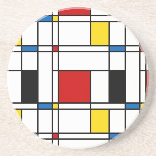 Dessous De Verre En Grès Motif de Stijl (Devant)