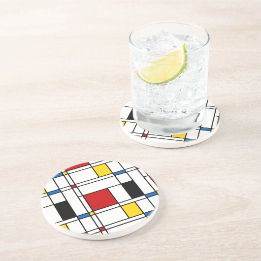 Dessous De Verre En Grès Motif de Stijl (Côté)