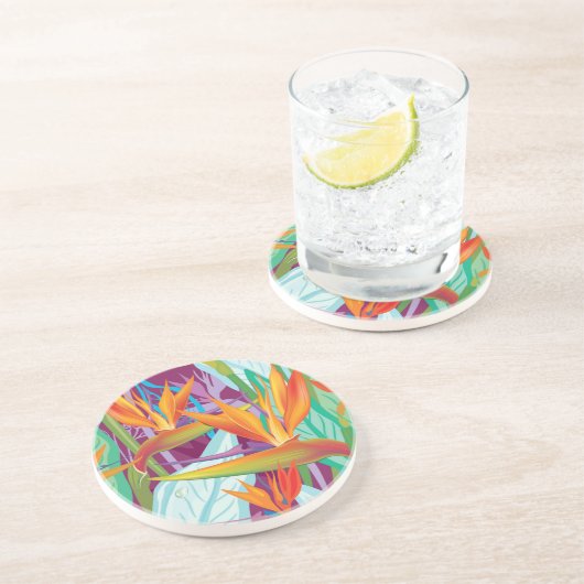 Dessous De Verre En Grès Motif de Strelitzia (Côté)