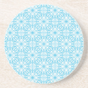 Dessous De Verre En Grès Motif de symétrie géométrique bleu blanc lumineux