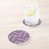 Dessous De Verre En Grès Motif de tissage diagonale rayures mauve (Côté)