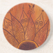 Dessous De Verre En Grès Motif de tournesol Abstrait (Devant)
