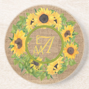 Dessous De Verre En Grès Motif de tournesols personnalisé Décoratif