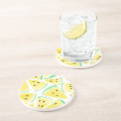 Dessous De Verre En Grès Motif de tranches de pastèque jaune (Côté)