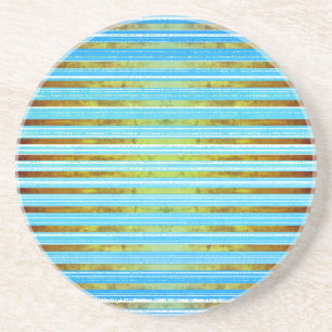 Dessous De Verre En Grès Motif de Turquoise, Vert et Blanc