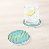 Dessous De Verre En Grès Motif de Turquoise, Vert et Blanc (Côté)