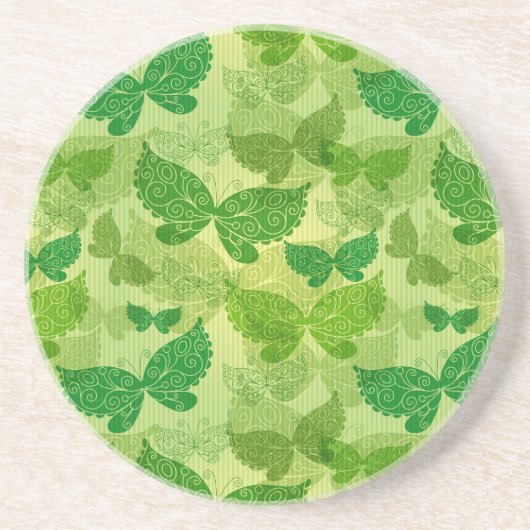 Dessous De Verre En Grès Motif de vert de ressort (Devant)
