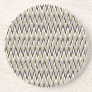 Dessous De Verre En Grès Motif de zigzag d'iKat de café et de sauge