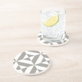 Dessous De Verre En Grès Motif déco géométrique cube gris argent (Côté)