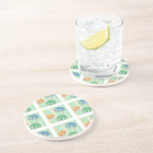 Dessous De Verre En Grès Motif d'éléphant sur les rayures vertes (Côté)