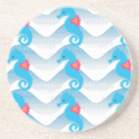 Motif Des Chevaux De Mer Et Des Vagues Bleues