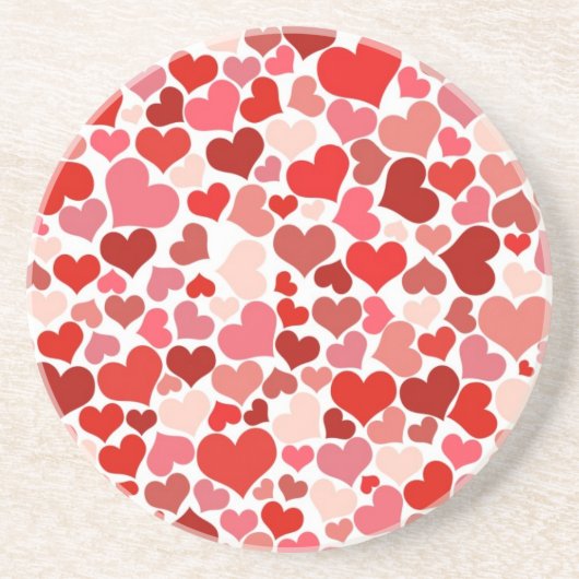 Dessous De Verre En Grès Motif Des Coeurs, Coeurs Rouges, Amour (Devant)