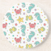 Dessous De Verre En Grès motif des créatures de mer (Devant)