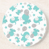 Dessous De Verre En Grès Motif Des Eléphants Bleus, Eléphants Mignons, Étoi (Devant)