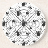 Dessous De Verre En Grès Motif d'Halloween Black White araignées (Devant)