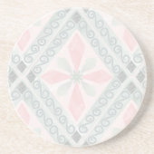 Dessous De Verre En Grès Motif diamant pastel vert et rose (Devant)