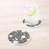 Dessous De Verre En Grès Motif d'oiseaux et de tasses (Côté)