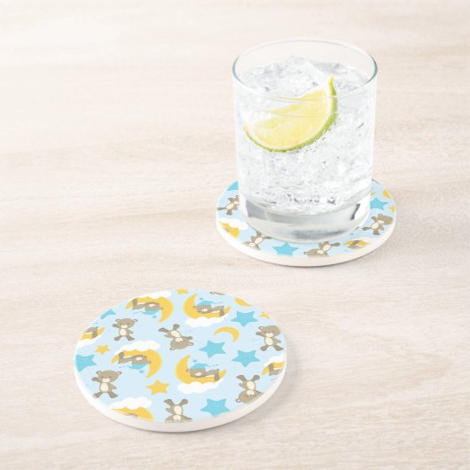 Dessous De Verre En Grès Motif D'Ours, Mignonnes Ours, Nounours, Étoiles (Côté)