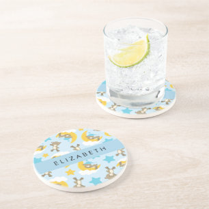 Dessous De Verre En Grès Motif D'Ours, Nounours, Étoiles, Votre Nom