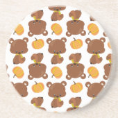 Dessous De Verre En Grès Motif D'Ours, Ours Mignons, Automne, Citrouille (Devant)